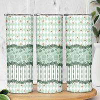 Oktoberfest Bavarian Heritage Skinny Tumbler Edelweiss Beer Festival Green Pattern