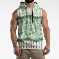 Oktoberfest Bavarian Heritage Sleeveless Hoodie Edelweiss Beer Festival Green Pattern