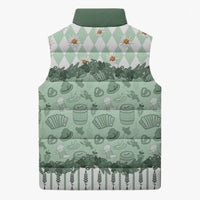 Oktoberfest Bavarian Heritage Sleeveless Puffer Jacket Edelweiss Beer Festival Green Pattern