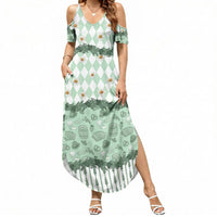 Oktoberfest Bavarian Heritage Summer Maxi Dress Edelweiss Beer Festival Green Pattern