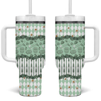 Oktoberfest Bavarian Heritage Tumbler With Handle Edelweiss Beer Festival Green Pattern