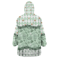 Oktoberfest Bavarian Heritage Wearable Blanket Hoodie Edelweiss Beer Festival Green Pattern