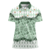 Oktoberfest Bavarian Heritage Women Polo Shirt Edelweiss Beer Festival Green Pattern