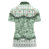 Oktoberfest Bavarian Heritage Women Polo Shirt Edelweiss Beer Festival Green Pattern