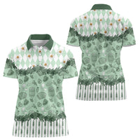 Oktoberfest Bavarian Heritage Women Polo Shirt Edelweiss Beer Festival Green Pattern