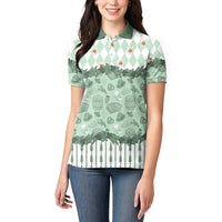 Oktoberfest Bavarian Heritage Women Polo Shirt Edelweiss Beer Festival Green Pattern