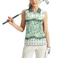 Oktoberfest Bavarian Heritage Women Sleeveless Polo Shirt Edelweiss Beer Festival Green Pattern