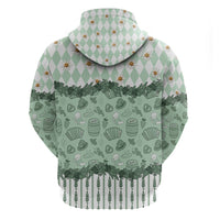 Oktoberfest Bavarian Heritage Zip Hoodie Edelweiss Beer Festival Green Pattern