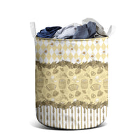 Oktoberfest Bavarian Heritage Laundry Basket Edelweiss Beer Festival Gold Pattern