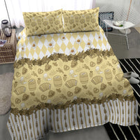 Oktoberfest Bavarian Heritage Bedding Set Edelweiss Beer Festival Gold Pattern