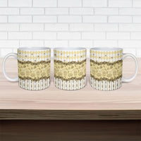 Oktoberfest Bavarian Heritage Ceramic Mug Edelweiss Beer Festival Gold Pattern