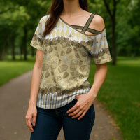 Oktoberfest Bavarian Heritage Cross Shoulder Shirt Edelweiss Beer Festival Gold Pattern