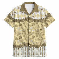 Oktoberfest Bavarian Heritage Hawaiian Shirt Edelweiss Beer Festival Gold Pattern