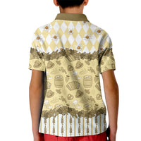 Oktoberfest Bavarian Heritage Kid Polo Shirt Edelweiss Beer Festival Gold Pattern