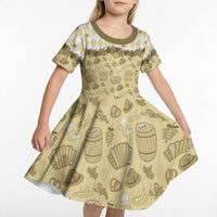 Oktoberfest Bavarian Heritage Kid Short Sleeve Dress Edelweiss Beer Festival Gold Pattern
