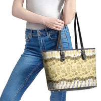 Oktoberfest Bavarian Heritage Leather Tote Bag Edelweiss Beer Festival Gold Pattern