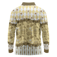Oktoberfest Bavarian Heritage Long Sleeve Polo Shirt Edelweiss Beer Festival Gold Pattern