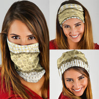 Oktoberfest Bavarian Heritage Neck Gaiter Edelweiss Beer Festival Gold Pattern