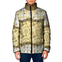 Oktoberfest Bavarian Heritage Padded Jacket Edelweiss Beer Festival Gold Pattern