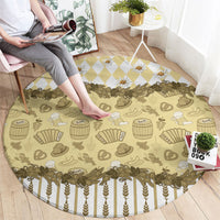 Oktoberfest Bavarian Heritage Round Carpet Edelweiss Beer Festival Gold Pattern