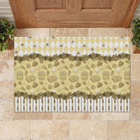 Oktoberfest Bavarian Heritage Rubber Doormat Edelweiss Beer Festival Gold Pattern