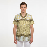 Oktoberfest Bavarian Heritage Scrub Top Edelweiss Beer Festival Gold Pattern