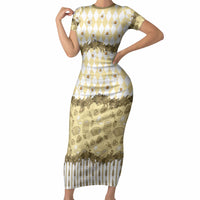 Oktoberfest Bavarian Heritage Short Sleeve Bodycon Dress Edelweiss Beer Festival Gold Pattern