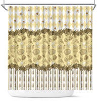 Oktoberfest Bavarian Heritage Shower Curtain Edelweiss Beer Festival Gold Pattern