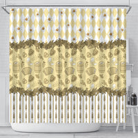 Oktoberfest Bavarian Heritage Shower Curtain Edelweiss Beer Festival Gold Pattern