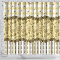 Oktoberfest Bavarian Heritage Shower Curtain Edelweiss Beer Festival Gold Pattern