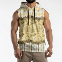 Oktoberfest Bavarian Heritage Sleeveless Hoodie Edelweiss Beer Festival Gold Pattern