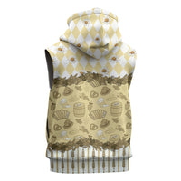 Oktoberfest Bavarian Heritage Sleeveless Zip Hoodie Edelweiss Beer Festival Gold Pattern
