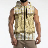 Oktoberfest Bavarian Heritage Sleeveless Zip Hoodie Edelweiss Beer Festival Gold Pattern