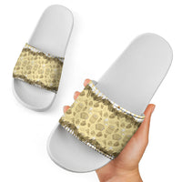 Oktoberfest Bavarian Heritage Slide Sandals Edelweiss Beer Festival Gold Pattern