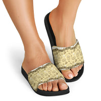 Oktoberfest Bavarian Heritage Slide Sandals Edelweiss Beer Festival Gold Pattern