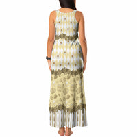 Oktoberfest Bavarian Heritage Tank Maxi Dress Edelweiss Beer Festival Gold Pattern