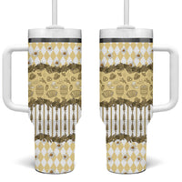 Oktoberfest Bavarian Heritage Tumbler With Handle Edelweiss Beer Festival Gold Pattern