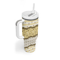 Oktoberfest Bavarian Heritage Tumbler With Handle Edelweiss Beer Festival Gold Pattern