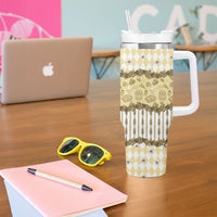 Oktoberfest Bavarian Heritage Tumbler With Handle Edelweiss Beer Festival Gold Pattern