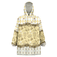 Oktoberfest Bavarian Heritage Wearable Blanket Hoodie Edelweiss Beer Festival Gold Pattern