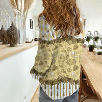 Oktoberfest Bavarian Heritage Women Casual Shirt Edelweiss Beer Festival Gold Pattern