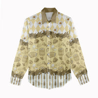 Oktoberfest Bavarian Heritage Women Casual Shirt Edelweiss Beer Festival Gold Pattern