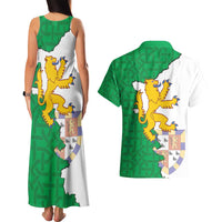 Radnorshire Wales Couples Matching Tank Maxi Dress and Hawaiian Shirt Map and Emblem Celtic Style - Wonder Print Shop