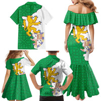 Radnorshire Wales Family Matching Mermaid Dress and Hawaiian Shirt Map and Emblem Celtic Style - Wonder Print Shop