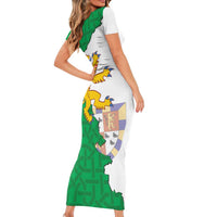 Radnorshire Wales Family Matching Short Sleeve Bodycon Dress and Hawaiian Shirt Map and Emblem Celtic Style - Wonder Print Shop