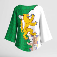 Radnorshire Wales Kimono Sleeve Blouse Map and Emblem Celtic Style - Wonder Print Shop