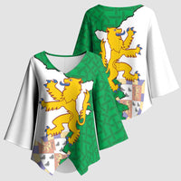 Radnorshire Wales Kimono Sleeve Blouse Map and Emblem Celtic Style - Wonder Print Shop