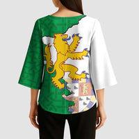 Radnorshire Wales Kimono Sleeve Blouse Map and Emblem Celtic Style - Wonder Print Shop