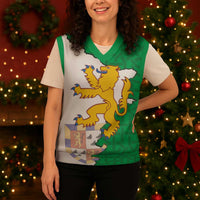 Radnorshire Wales Christmas Knitted V-Neck Vest Map and Emblem Celtic Style - Wonder Print Shop