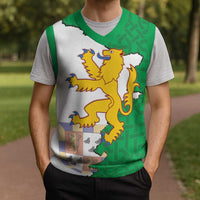 Radnorshire Wales Christmas Knitted V-Neck Vest Map and Emblem Celtic Style - Wonder Print Shop